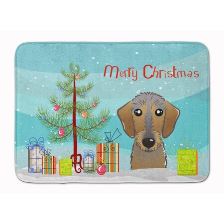 Carolines Treasures Christmas Tree and Wirehaired Dachshund Machine Washable Memory Foam Mat BB1605RUG